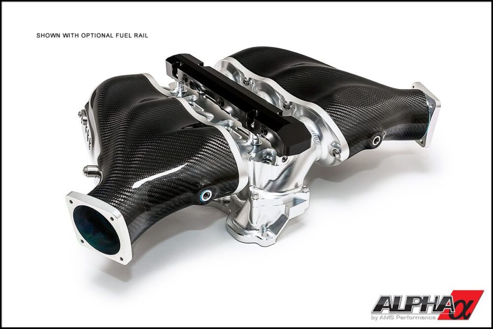 AMS-Performance-Carbon-Fiber-Red-Intake-Manifold-with-3rd-Fuel-Rail-for-R35-Nissan-GT-R-Clear