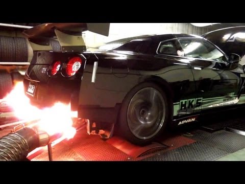 HKS R35 GT-R Racing Muffler DYNO TEST with GT1000 TURBINE KIT