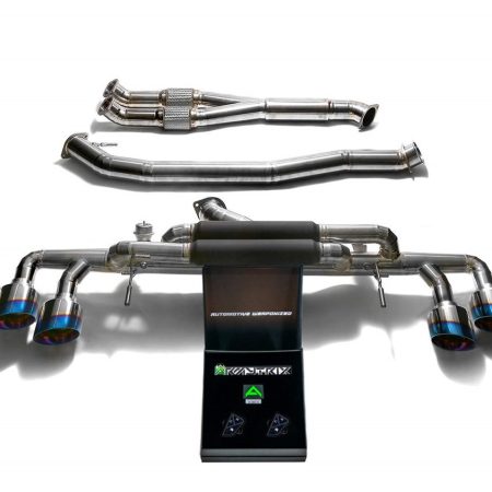 ARMYTRIX Titanium & Black-Coated Valvetronic Exhaust System w/ Blue Tips for EBA-R35 Nissan GT-R [NI35T-QT11B]